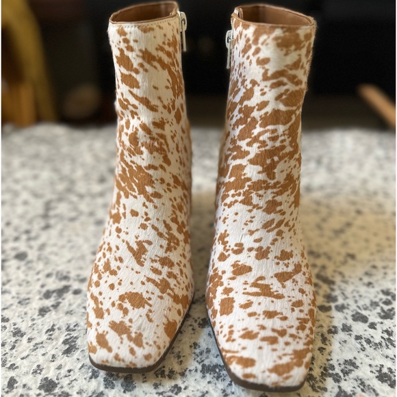 I.N.C Calf Hair Speckled Block Heel Ankle Boots - Picture 3 of 9